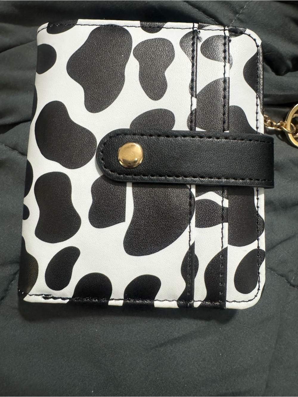 Stylish Black & White Cow Print Compact Wallet